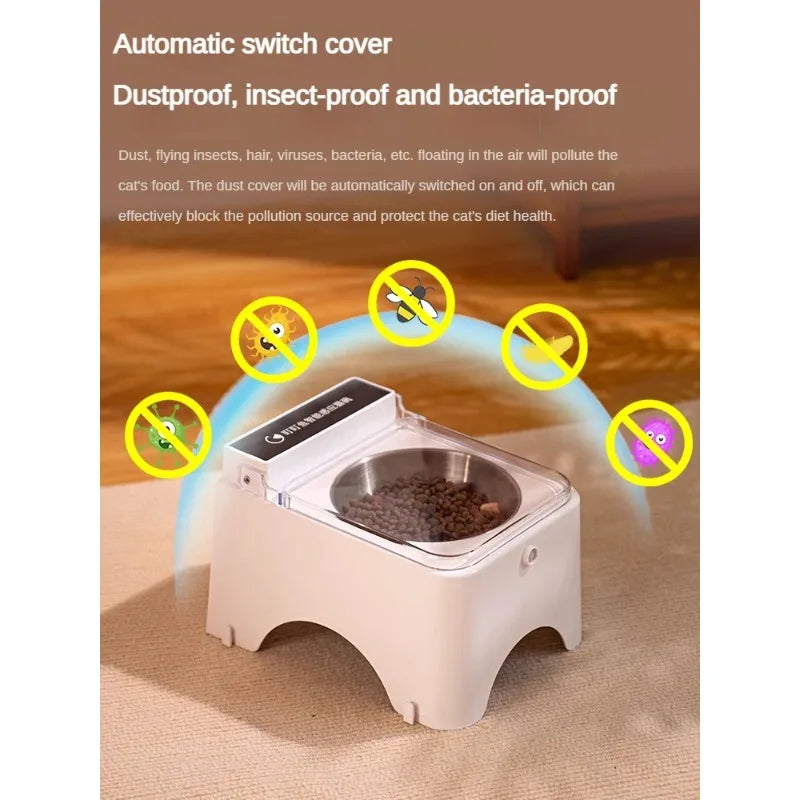Smart Cat Feeder Plastic Cat & Dog Automatic Infrared Sensor Intelligent Lid Opening Anti-Mouse Pet Food Bowls