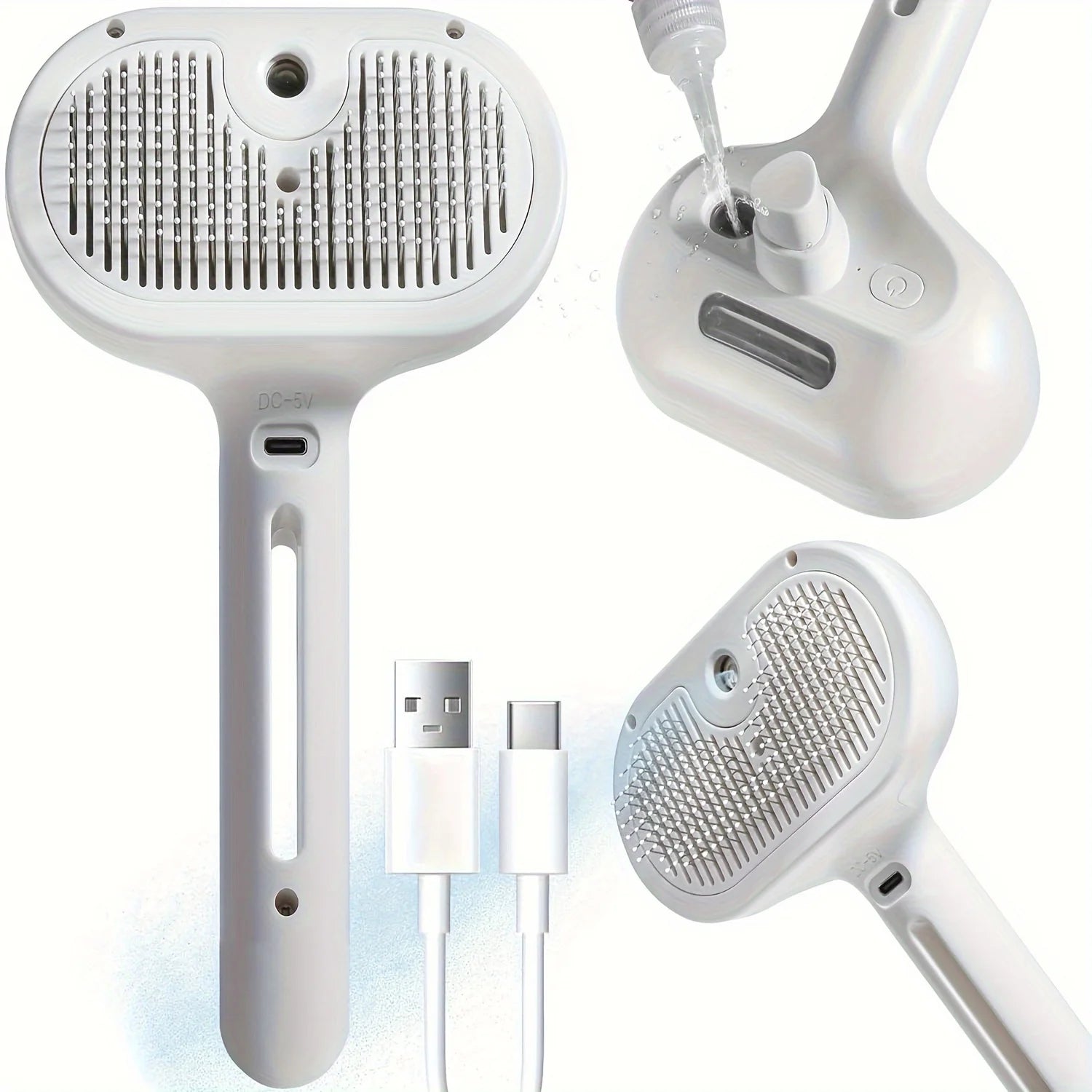 2-in-1 Misting Pet Hair Comb Gentle Water Spray Brush with Release Button for Easy Shedding and Grooming Brush