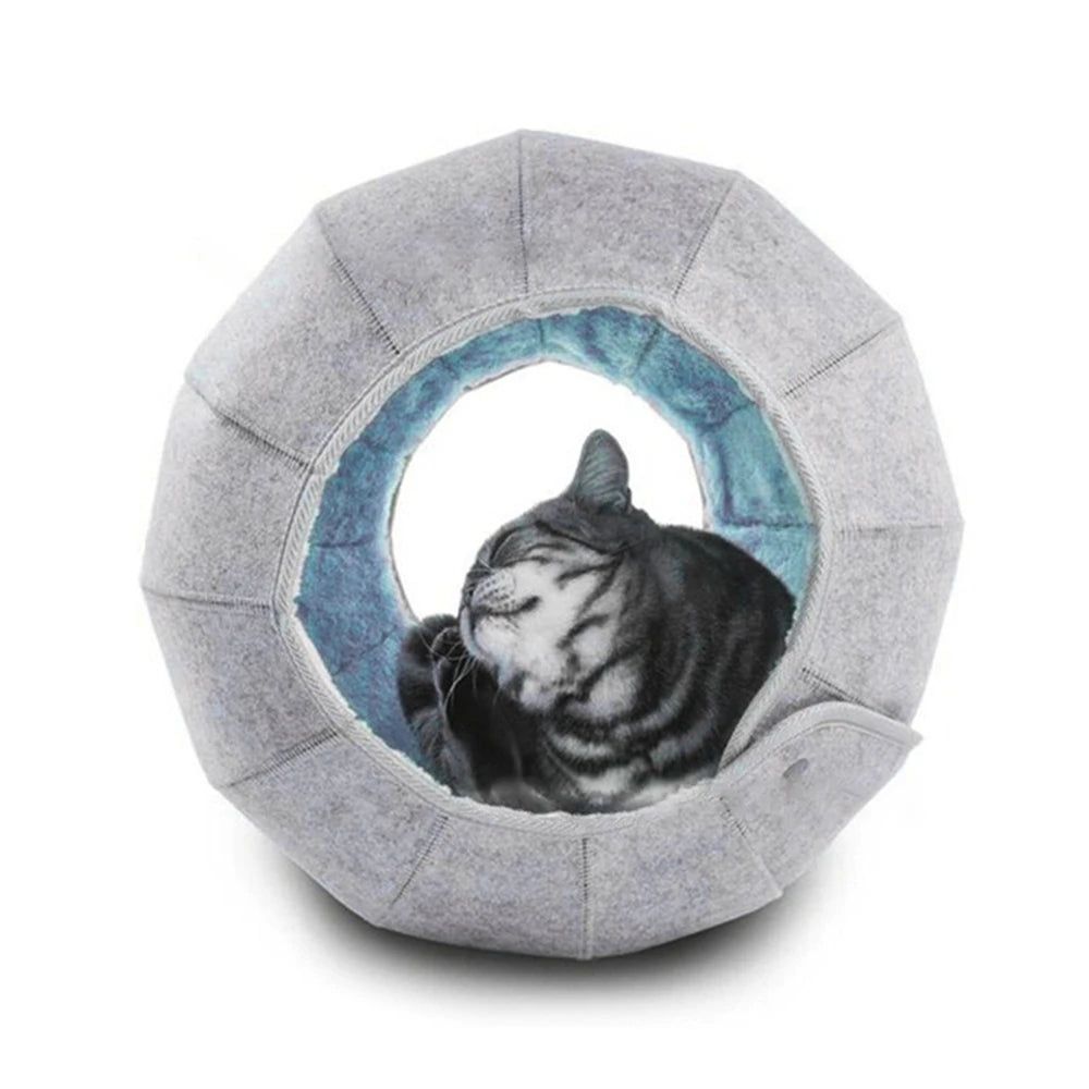 Cat Bed House Indoor Cat Toys Ball Interactive Soft Cute Shell Foldable Pet Toy Cat Tunnel Cave Tube Condo Fun Toy Bed for Kitty
