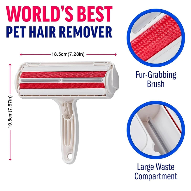 Pet Hair Remover Roller Dog Brush Cat Fur Remover with Self-Cleaning Base Animal Hair Removal Tool for Furniture Couch Car Seat
