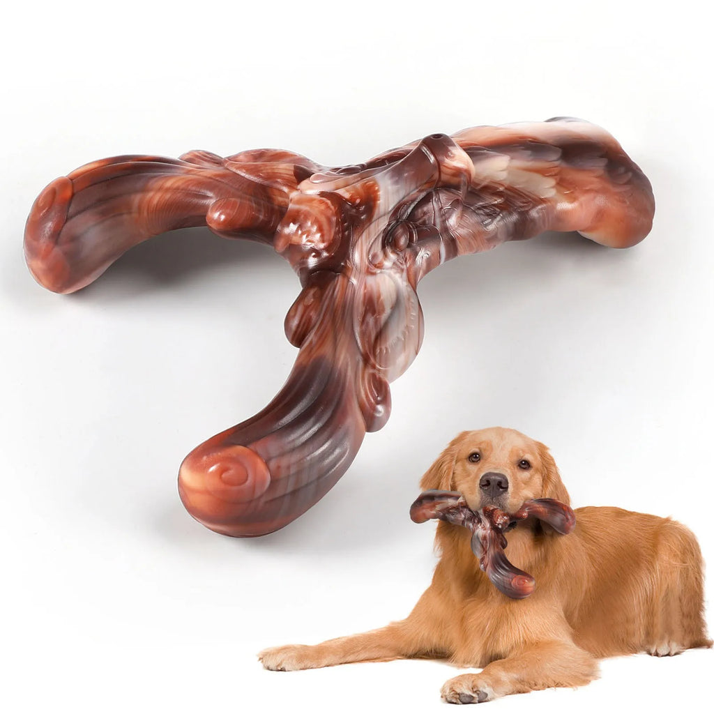 Durable Double Bone Dog Chew Toy Beef Flavor Christmas Deer Triceratops Interactive Nylon Chew Toy for Pups