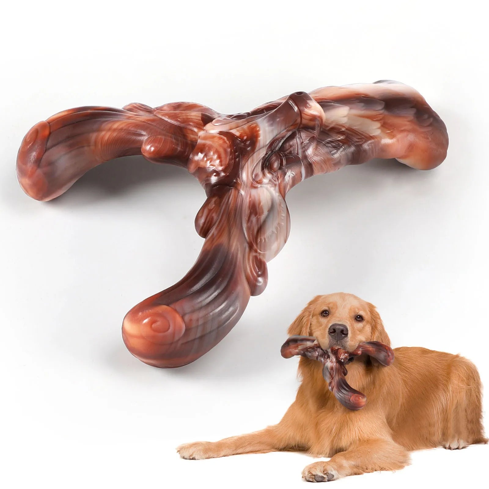Durable Double Bone Dog Chew Toy Beef Flavor Christmas Deer Triceratops Interactive Nylon Chew Toy for Pups