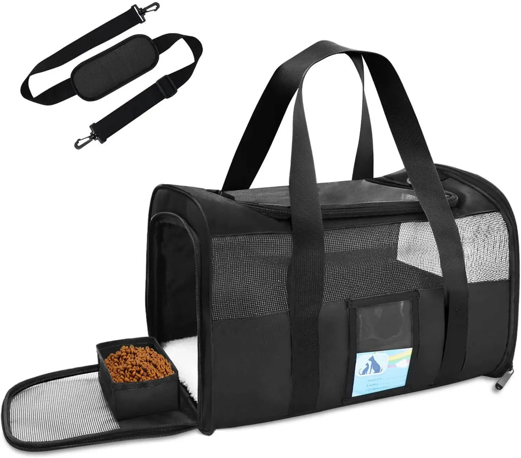 Pet Carrier Airline Approved Cat Carriers for Medium Cats Small Kitty with Soft Mat Foldable Pet Carrier Bag Cat Products