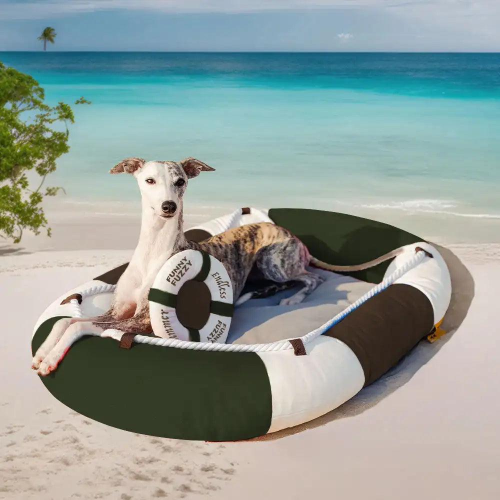 Summer Cooling Waterproof Boat Shaped Pet Bed with Pillow Chill Raft Outdoors Dog Swimming Boat Dog Beds
