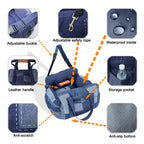Travel Safety Bolster Vintage Denim Patchwork Dog Car Seat Bed with Safety Buckle Customized LOGO Luxury Dog Beds Pet Car Seat