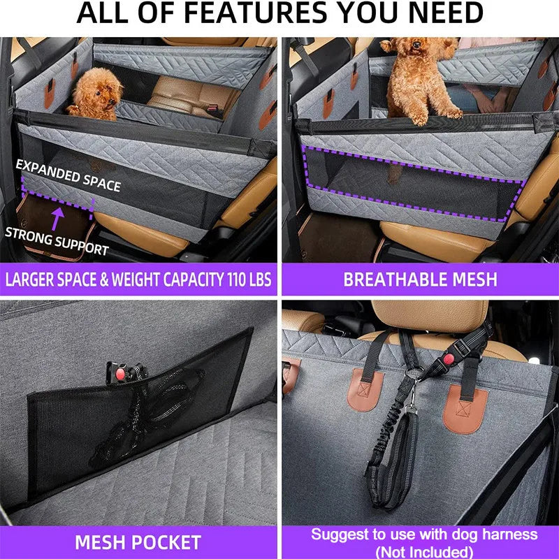 Extended Dog Car Seat Cover for Pet Car Seat Cover Oxford Cat Seat Back Pet Hammock Car Back for Small Medium Large Dogs