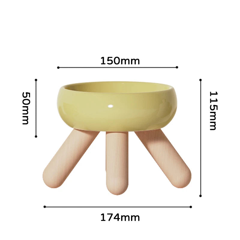 Ceramic Cat Bowl Flower Design Cat Food Bowl High Foot Water Plate Snack Dish with Stand for Neck Protection Drinking Water