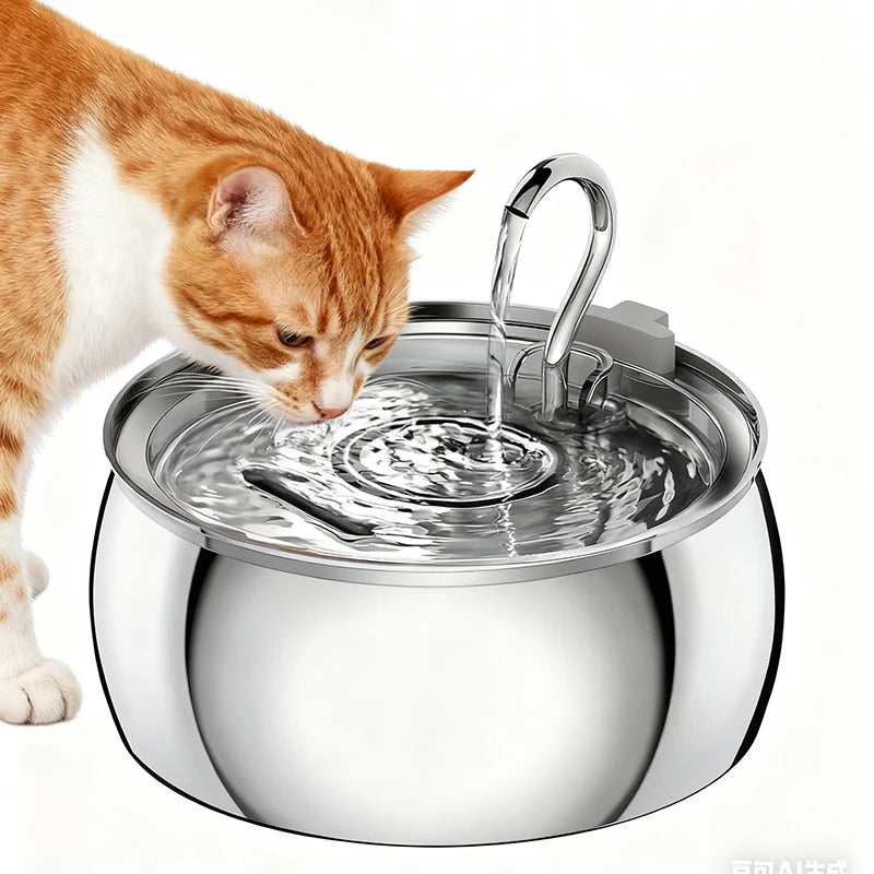 Ultra-Quiet 4L/1.1Gal Large Capacity Stainless Steel Cat Water Fountain Automatic Indoor Pet Water Dispenser