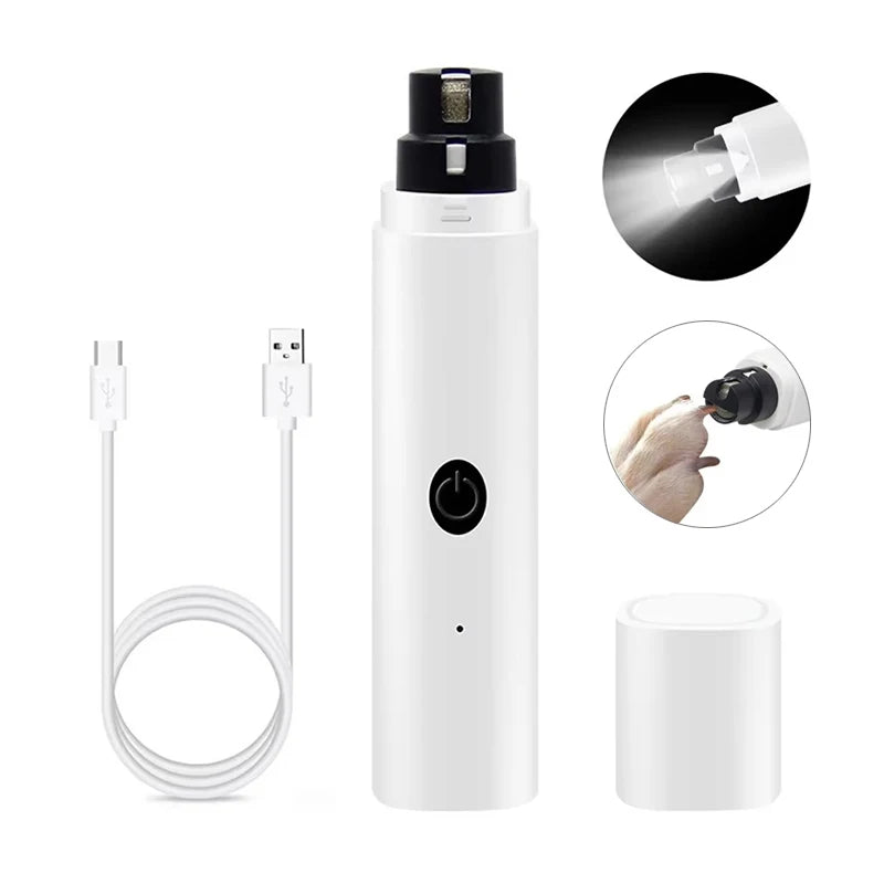 Electric Dog Nail Clippers for Dog Nail Plastic Rechargeable USB Charging LED Light Pet Cat Paws Nail Grooming Cat Products