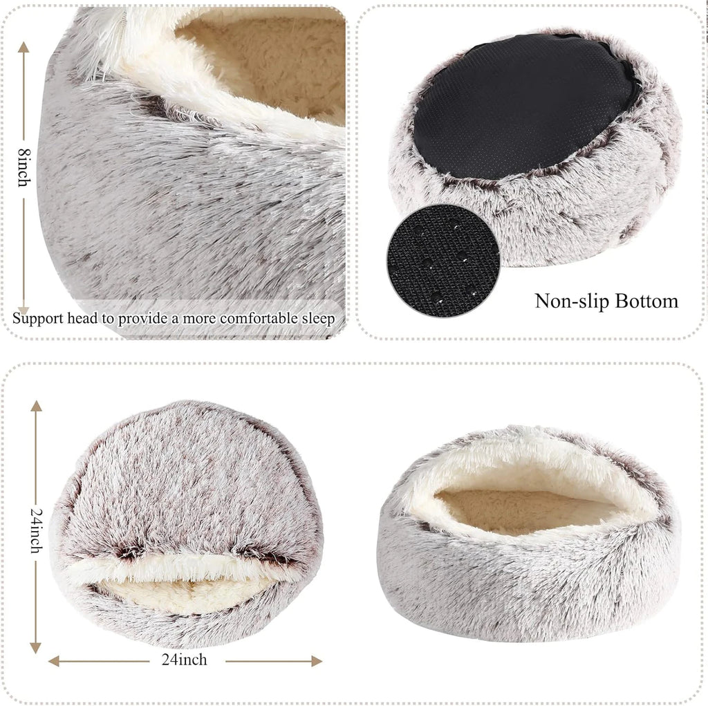 Summer All Seasons Round Shape Long Plush Warm Cozy Comfy Pet Dog & Cat Bed Large Dog Cushion