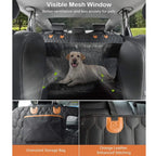 Detachable Dog Car Seat Cover Oxford Material Back Seat Extender with Mesh Window Storage Pocket Hammock Support up to 350lbs