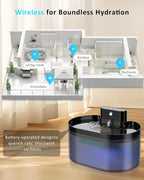 6pcs Wireless Cat Water Fountain Replacement Filters and Sponges 2.2L/74.4Oz Automatic Pet Water Dispenser Filiters