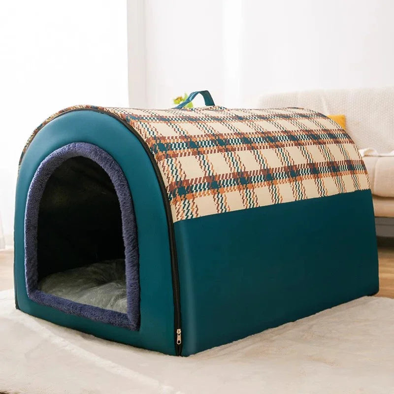 Plush Large Oversized Dog Kennel Modern Four Seasons Pet House with Removable Winter Cover for Golden Dogs in Summer Winter