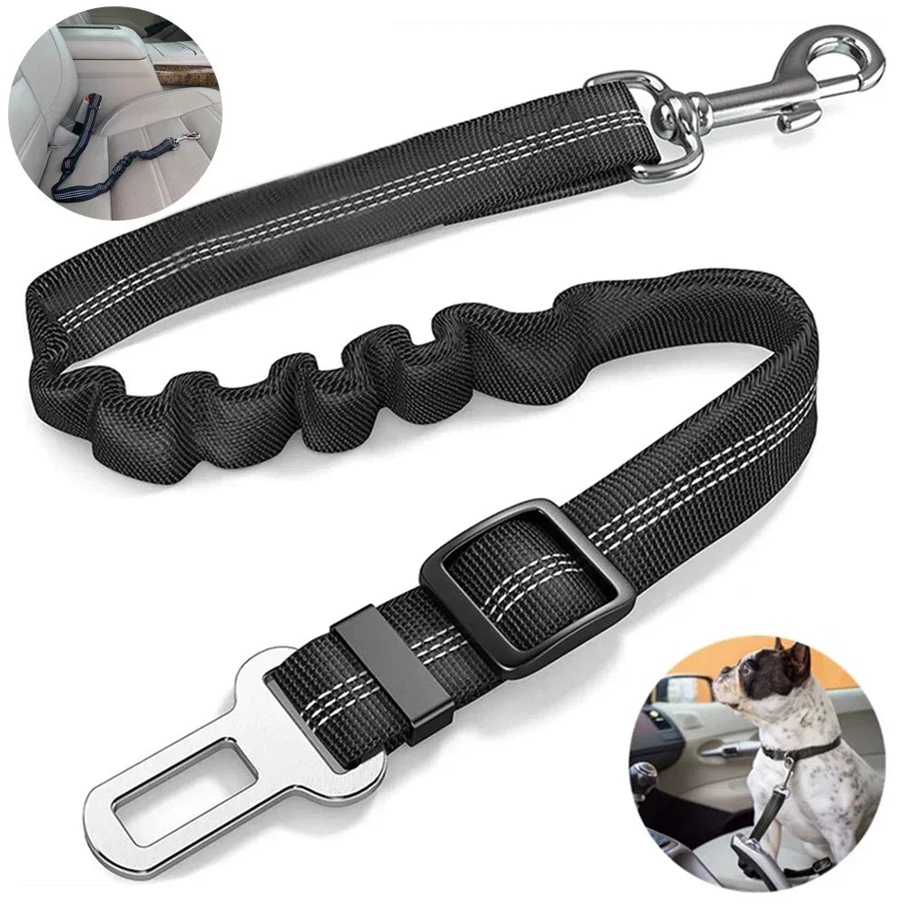 Adjustable Reflective Nylon Dog Car Seat Belt Durable Elastic Puppy Travel Safety Rope for Small Large Dog Belts Custom OEM ODM