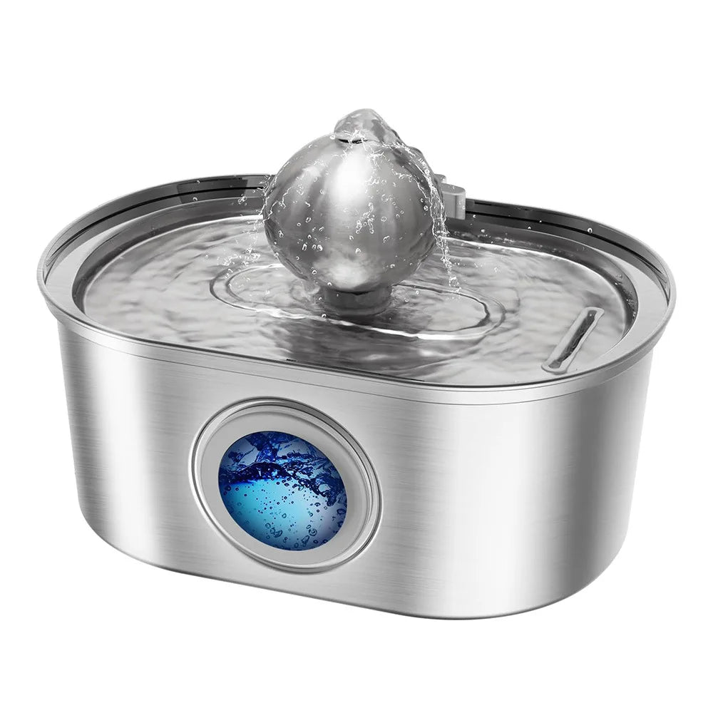 Best Seller OEM 3.2L Stainless Steel Cat Water Fountain Automatic Pet Water Dispenser with Charging Power Source