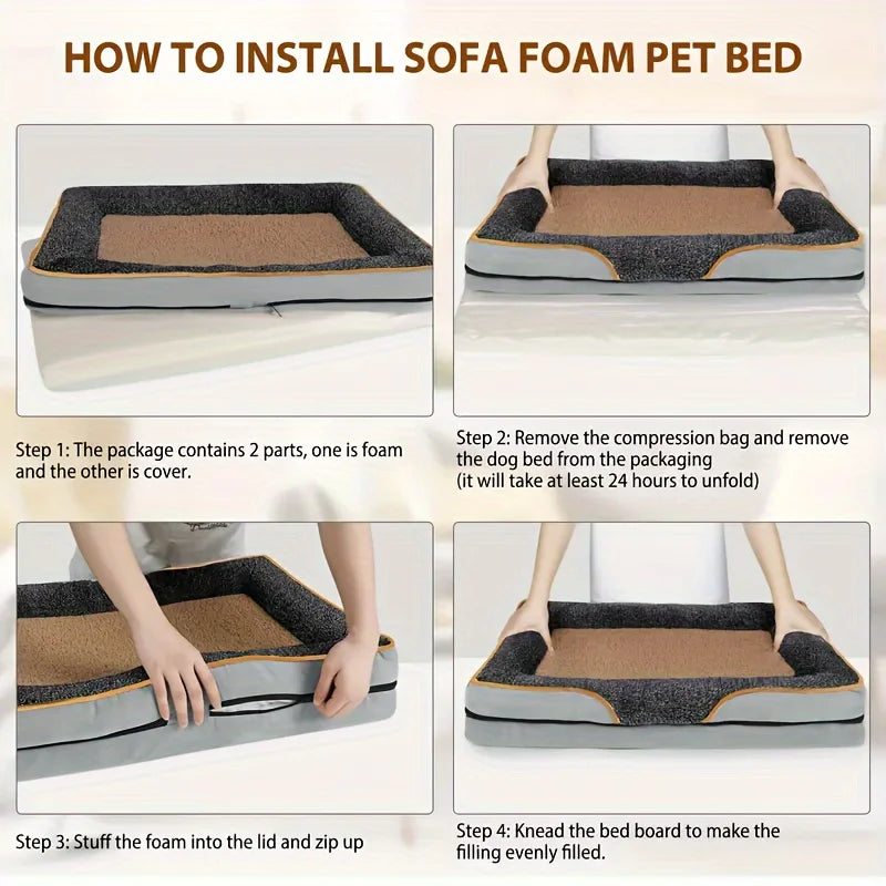 Removable and Washable Dog Sofa Large Dog Bed Suitable for All Seasons Dog Nest Comfortable Soft Cat Sofa Bed With Raised Edges