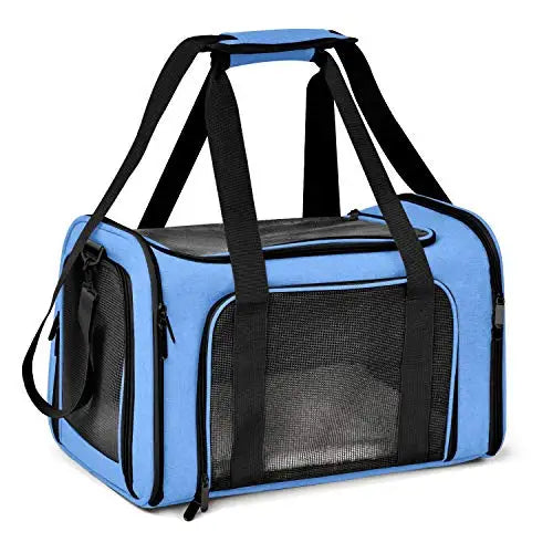 Eco-Friendly Oxford Solid Pattern Zipper Closure Airline Approved Small Dog Carrier Soft Sided Collapsible Puppy Dog Travel Bag