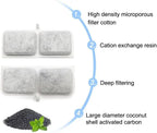4PCS Automatic Cat Water Fountain Replacement Filters with Activated Carbon & Non-Woven Fabric Strainer Systems Easy to Clean