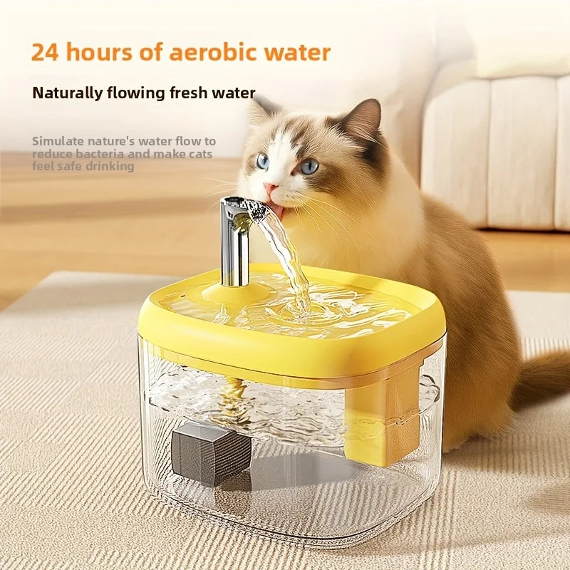 Custom 1.5L Smart Pet Water Dispenser for Dogs and Cats USB Powered Quiet Automatic Cat Water Fountain with Faucet Spout