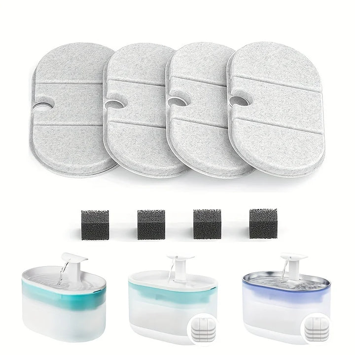 4 Pack Filter and Sponge Replace for 71oz/2.1L Ultra Quiet Pet Water Capsule Fountain 4 Filtration Systems for Pet Health