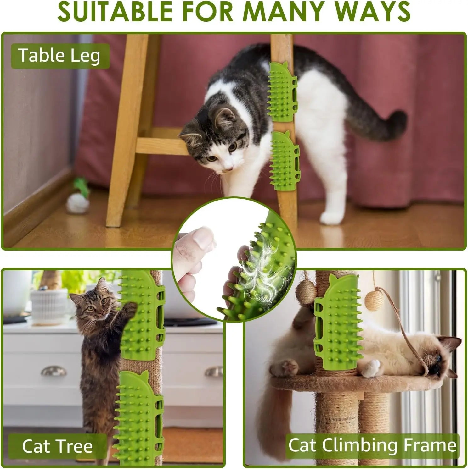 Portable and Foldable Cat Tickling Silicone Comb Pet Brush Adjustable Strap Flexible Pet Massage Brush for Dog and Cat
