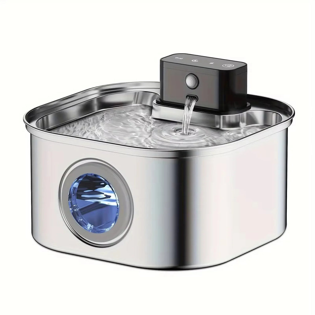 OEM 108oz/3.2L Stainless Steel Wireless Cat Water Fountain 4000mah Battery Operated Automatic Cat Water Dispenser Cat Fountain