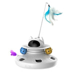 4 in 1 Automatic Interactive Plastic Cat Toy Rechargeable Indoor Kitten Toys with Feather and Track Balls