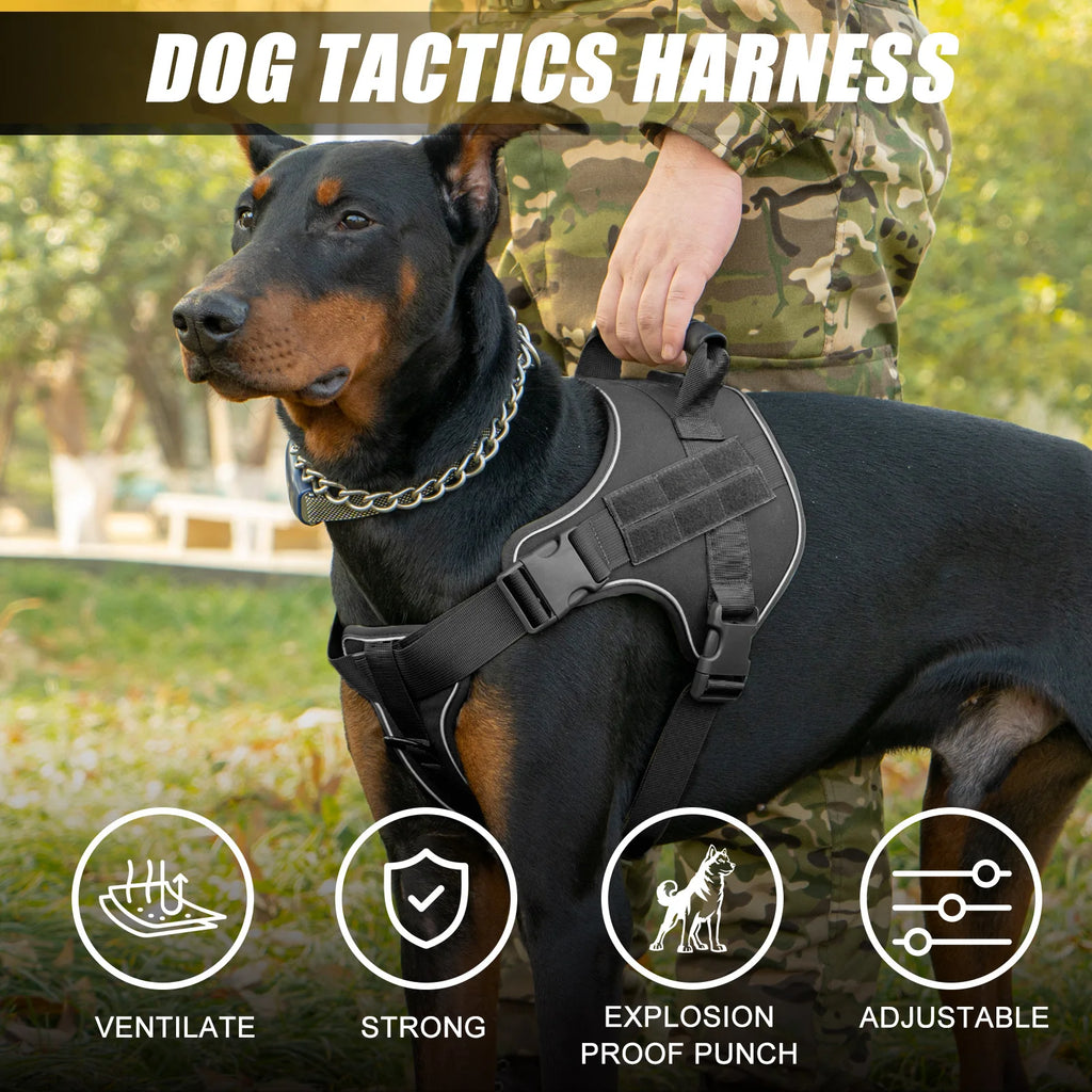 1000D Nylon Dog Vest Harness Set Modern Tactical Outdoor Training Vest Quick Release for Summer Winter Hunting Featuring Print