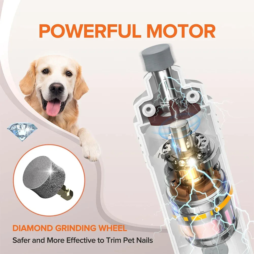 Electric Dog Nail Clippers for Dog Nail Grinder USB Charging Pet Trimmer Quiet Cat Dogs Paws Nail Grooming Tools Cat Claw Cutter