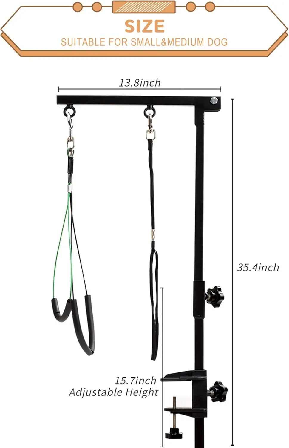 Pet Grooming Table Arm with Clamp and Post Loop Noose Pet Shop No Sit Haunch Holder Grooming Restraint for Small Medium Dogs