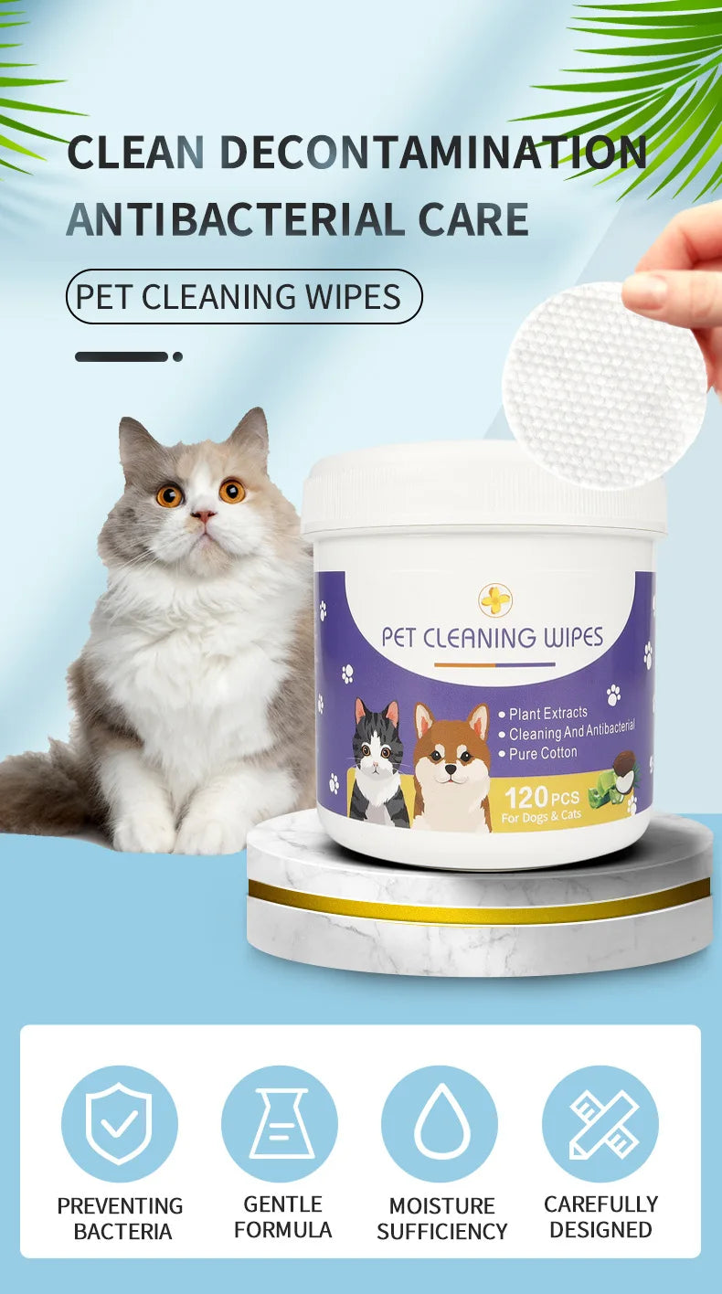 Pet Cleaning Finger Wipes Dog Ear Wipes Cat Eye Wipes Gently Cleans Ear Wax Debris Tear Stain Eye Discharge Mucus Secretions