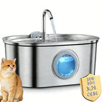 OEM Luxurious Stylish Stainless Steel Automatic Dog & Cat Water Fountain 3.2L/108oz with LCD Display Pet Water Fountain