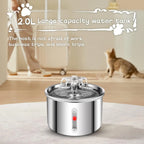 Factory Hot 67oz/2L Automatic Cat Water Fountain Stainless Steel Pet Water Dispenser with Flower Effluent Water Level Window