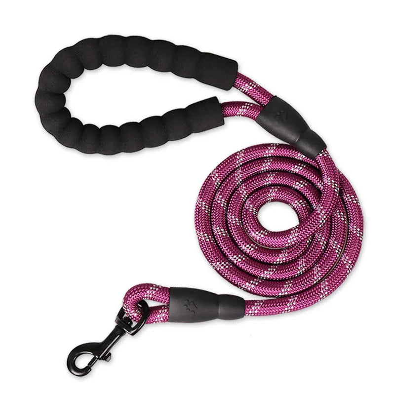 1.5M Comfortable Dog Training Leash Reflective Padded Handle Strong Heavy Duty Nylon Rope Durable Personalized Striped Pattern