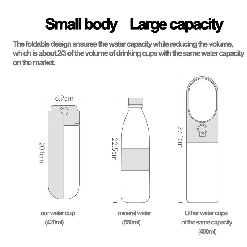 420ml Pet Water Bottle Portable Outdoor Travel Water Dog Bowl Foldable Pet Dog Water Feeder Bottles for Dog Products