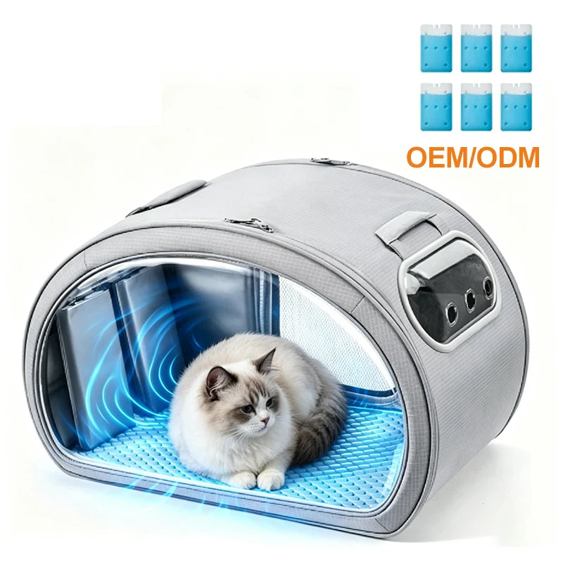 Custom Cat Carrier with Cooling Mat for Small Dogs Cats Outdoor Cat Bed with Insulation and 6 Ice Packs Cooling for Cat and Dog