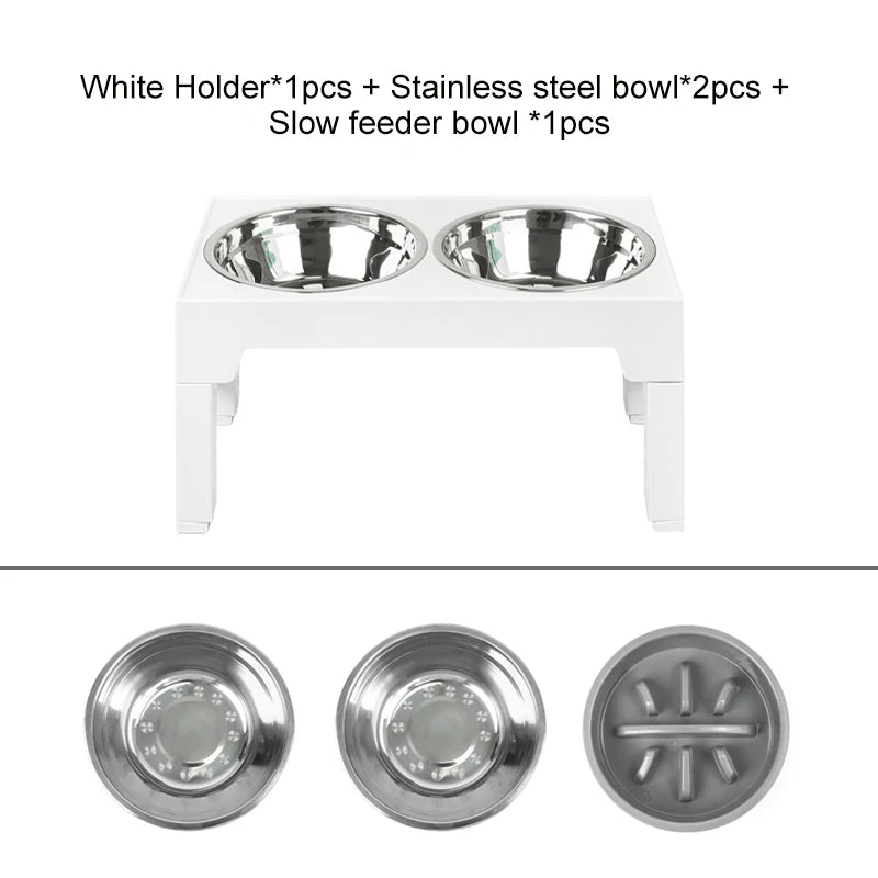 Elevated Dog Bowls with Slow Feeder Dog Bowl Stainless Steel Bowls Adjustable Pet Feeder Stand for Large Medium Dog Products