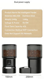 Whosale 4L Automatic Cat Feeder with Camera Pet Food Dispenser Smart Voice Recorder APP Control with Stainless Steel Bowl