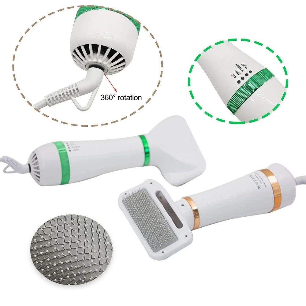 2-in-1 Portable Pet Dog Hair Dryer Comb Dog Brush Durable Safe Gentle Hand Dryers Steel Wire with Protection for Cats Dog Blower