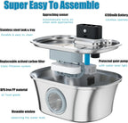 OEM ODM 3.2L Wireless Automatic Durable Cat Water Fountain Stainless Steel 4000mAh Chargeable Battery LCD Water Multi-Filtration