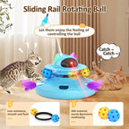 4 in 1 Automatic Interactive Plastic Cat Toy Rechargeable Indoor Kitten Toys with Feather and Track Balls