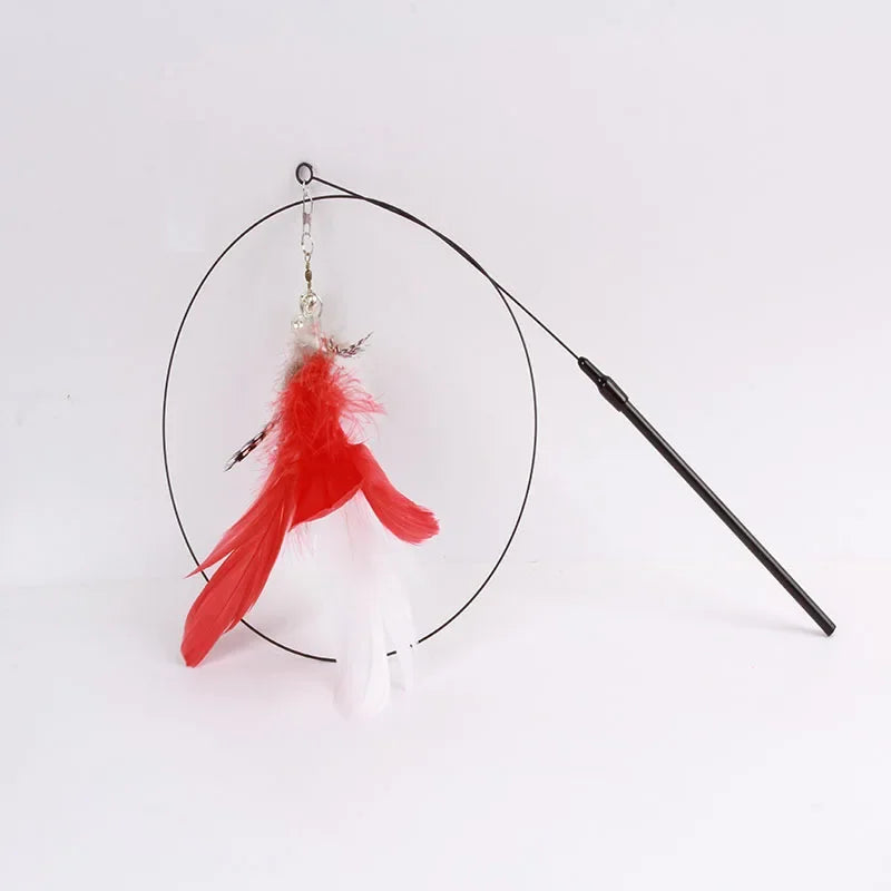 Funny Cat Toy Feather With Bell Sucker Cat Stick Toy Kitten Play Interactive Detachable Teaser Dog Training Toys Cat Supplies