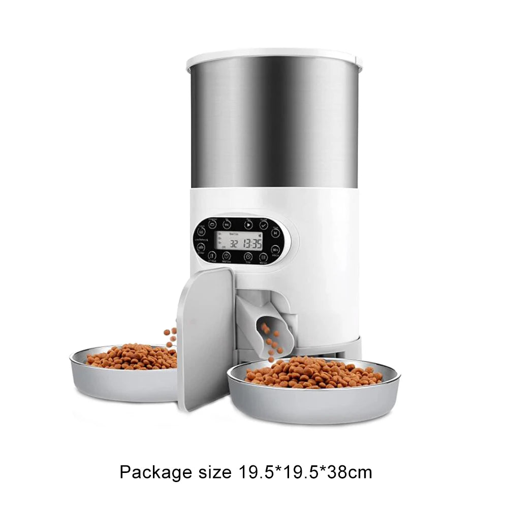 4.5L Smart Pet Feeder APP Control Automatic Pet Feeder Dispenser 304 Stainless Steel With Recording Timing Pet Feeding Bowl