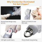 Electronic Pet Cat Nail Cut With LED Lighting Trimming Cats Dogs Nails Claws 5X Magnification Doubles Nail Trapper Safety