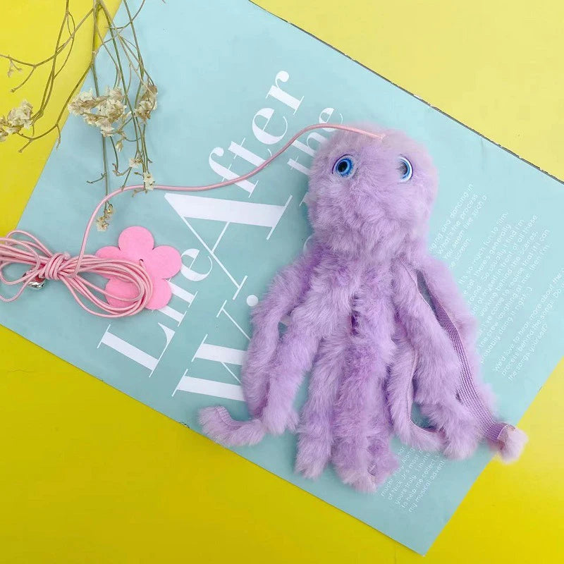 Interactive Cat Toys Hanging Simulation Cat Plush Toy Retractable Plush Octopus Shape Hanging Door Type Pet Toy Cat Supplies