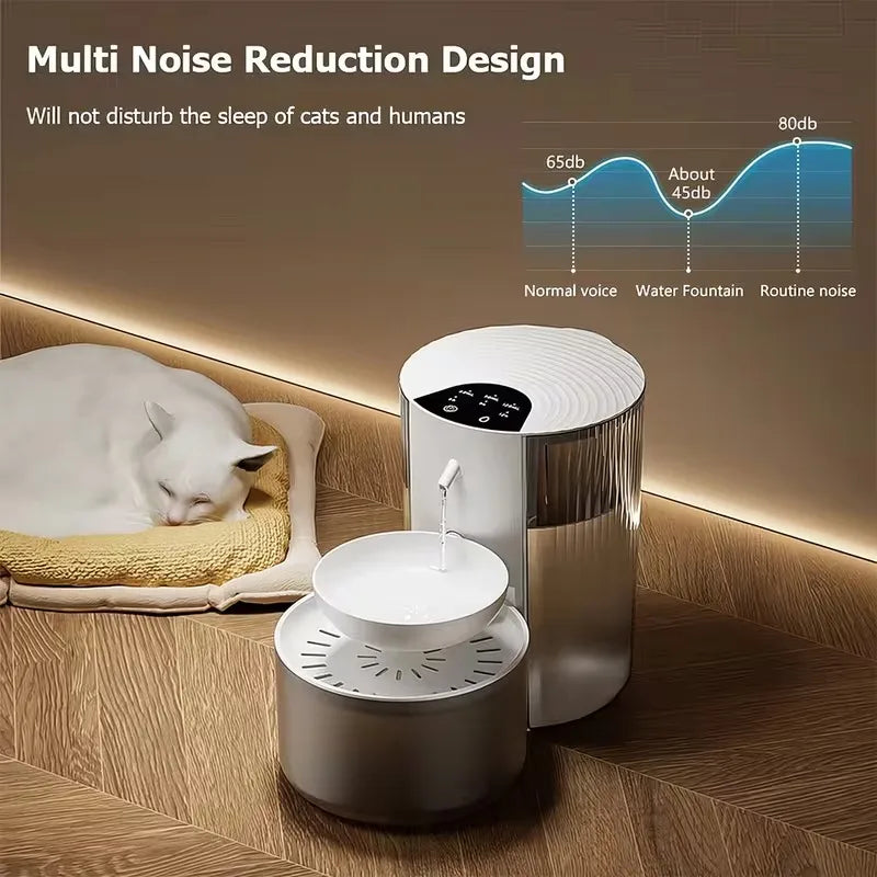 3L Automatic Cat Water Fountain Fresh and Waste Water Separation 2000mAh Wireless Dog Water Fountain Ultra Quiet No Need Filters