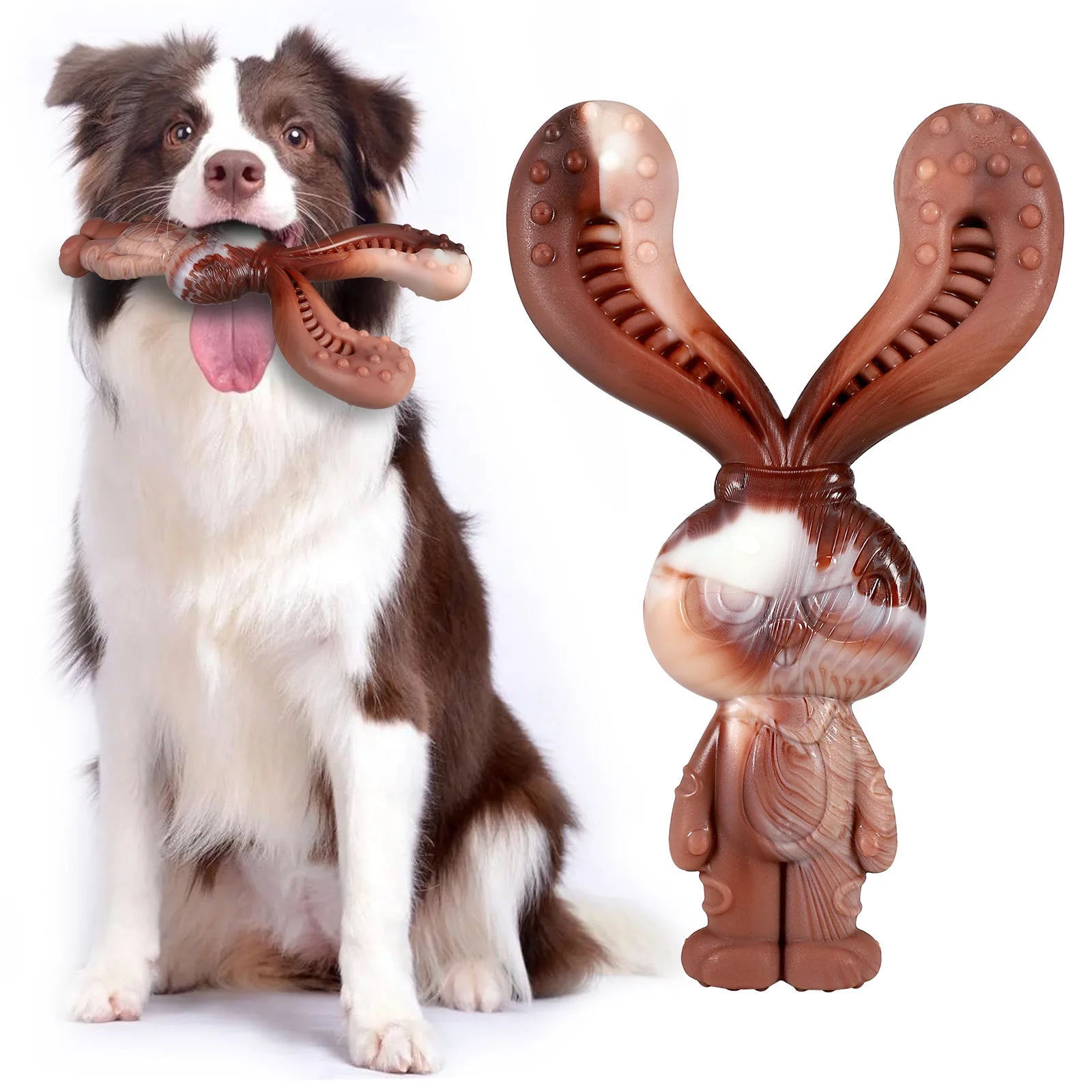Durable Double Bone Dog Chew Toy Beef Flavor Christmas Deer Triceratops Interactive Nylon Chew Toy for Pups