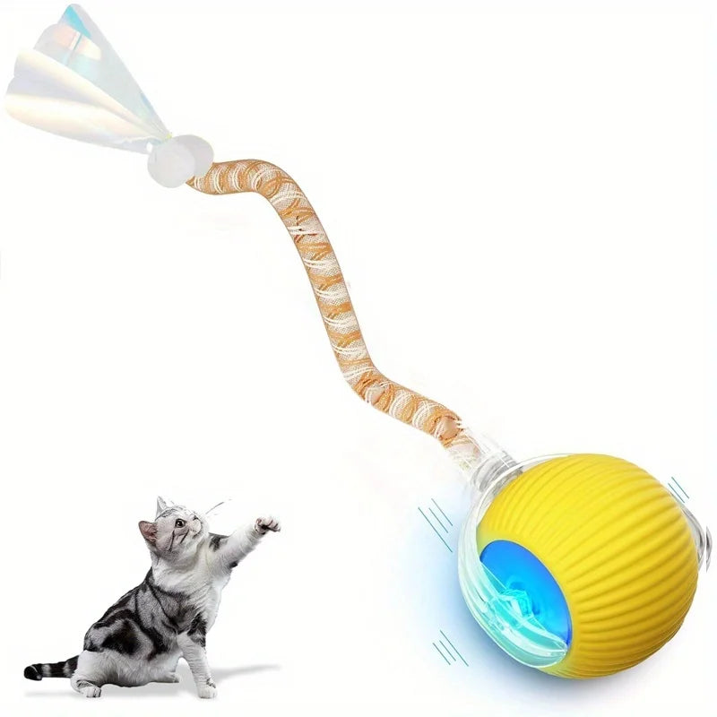 Wholesale Indoor Cat Interactive Ball Toy With Elastic Net Tail Automatic Moving Ball Toy Activation Electric Cat Toy