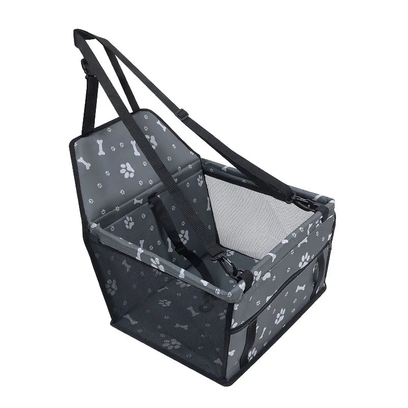 Folding Dog Car Seat Travel Booster Seat Safety Belt Washable Breathable Double-Sided Cushion Storage Pocket Summer Pet