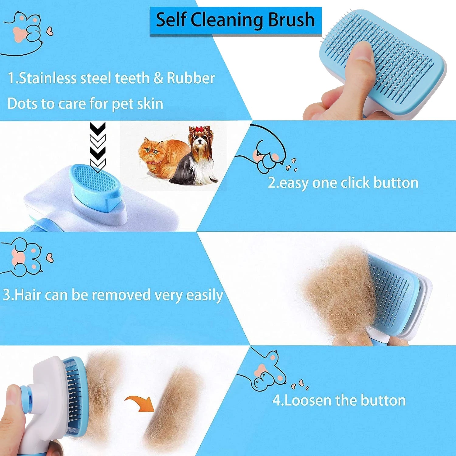 Dog Hair Remover Brush Cat Dog Brush Grooming Comb for Long Hair Pet Remover Brush Pet Manufacturer Wholesale FBA Dog Products